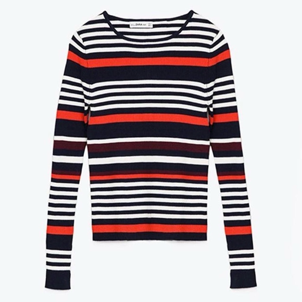 Zara Black and White Knit Top